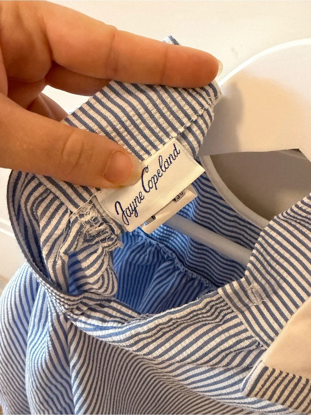 Jayne Copeland Fish Romper 3T Blue White Striped